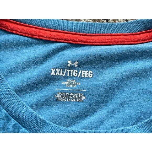 Under Armour Project Rock Freedom T Shirt Mens XXL Blue Sort Sleeve - Picture 3 of 9